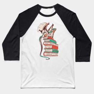 Dragon and Books Baseball T-Shirt